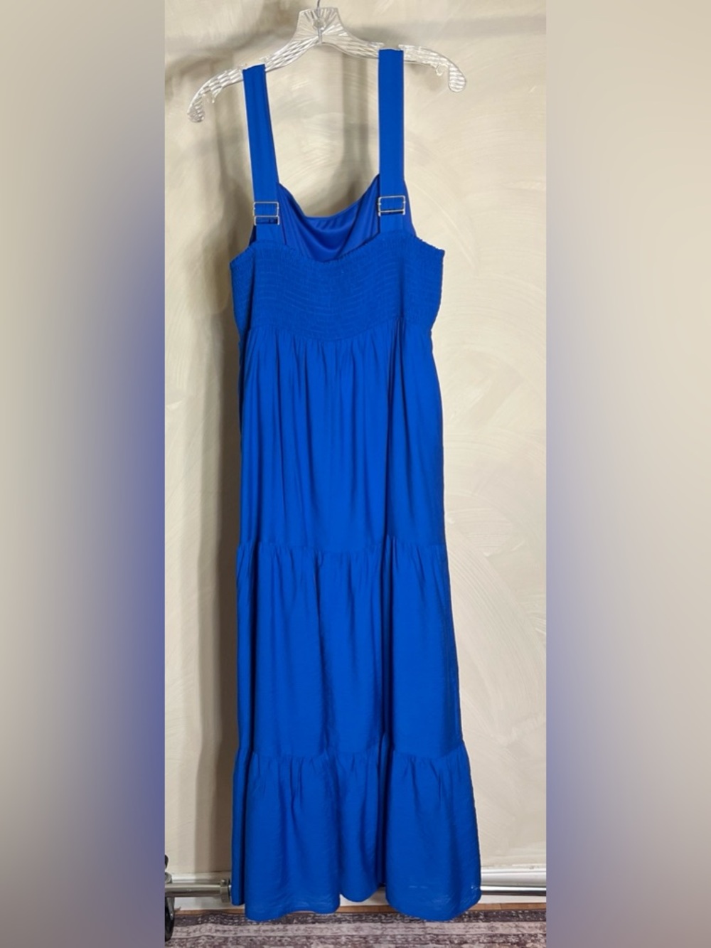 Nine West Women’s Flowy Smocked Back Blue Tiered Midi Minimalist Dress|Size:XXL - Picture 9 of 16